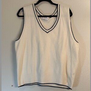 Old Navy Cream Sweater Vest with Blue Trim – Size XXL